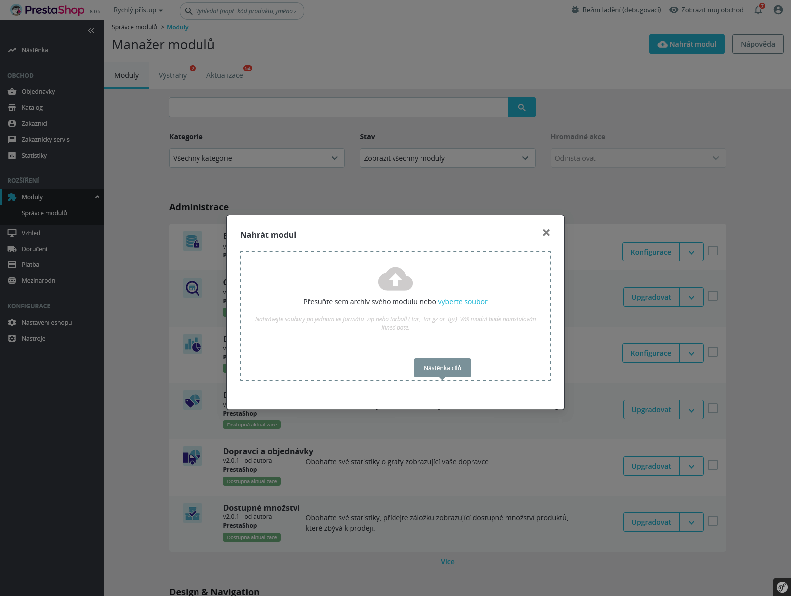 PrestaShop výběr ZIPu