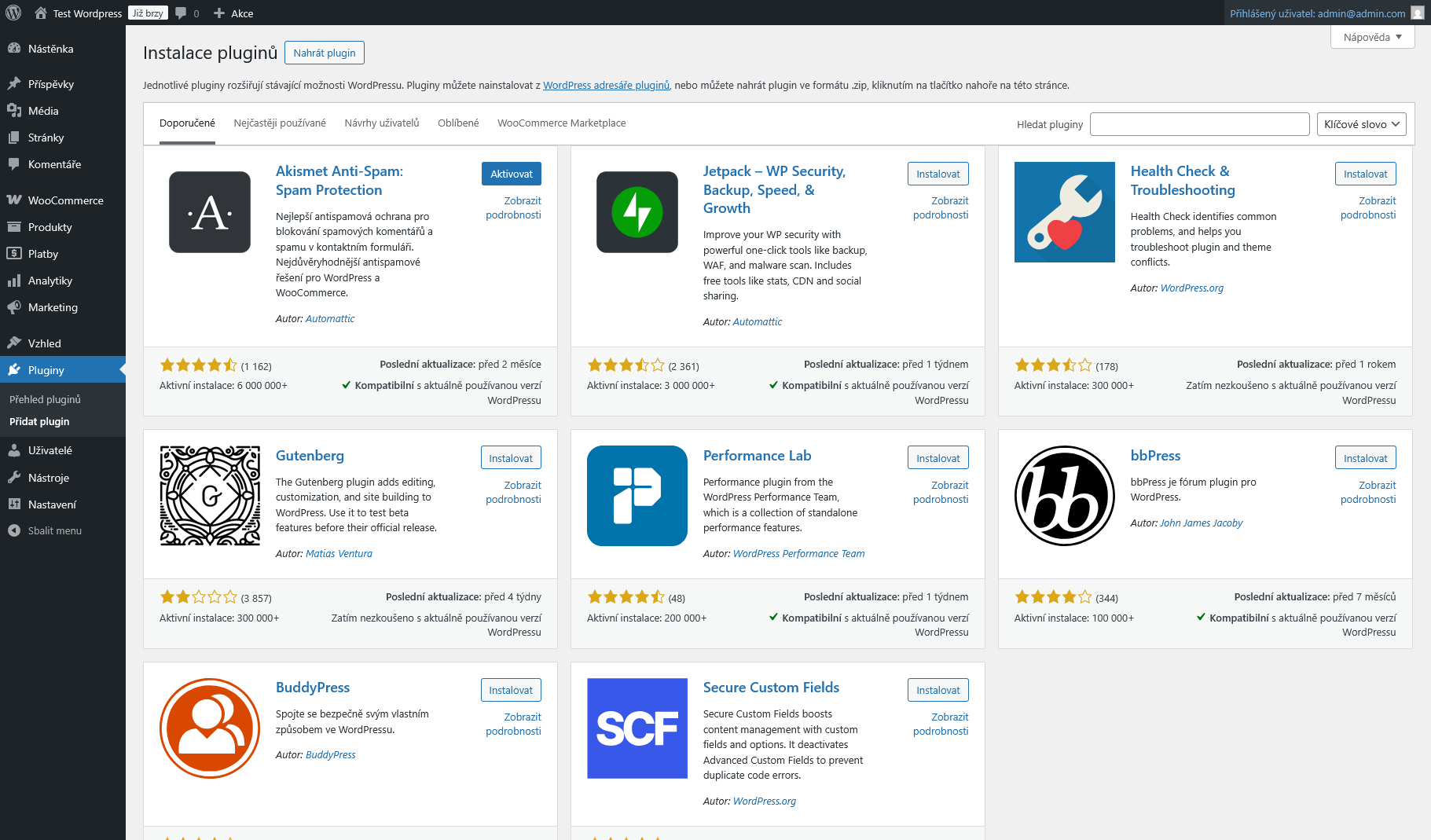 WooCommerce nahrát plugin