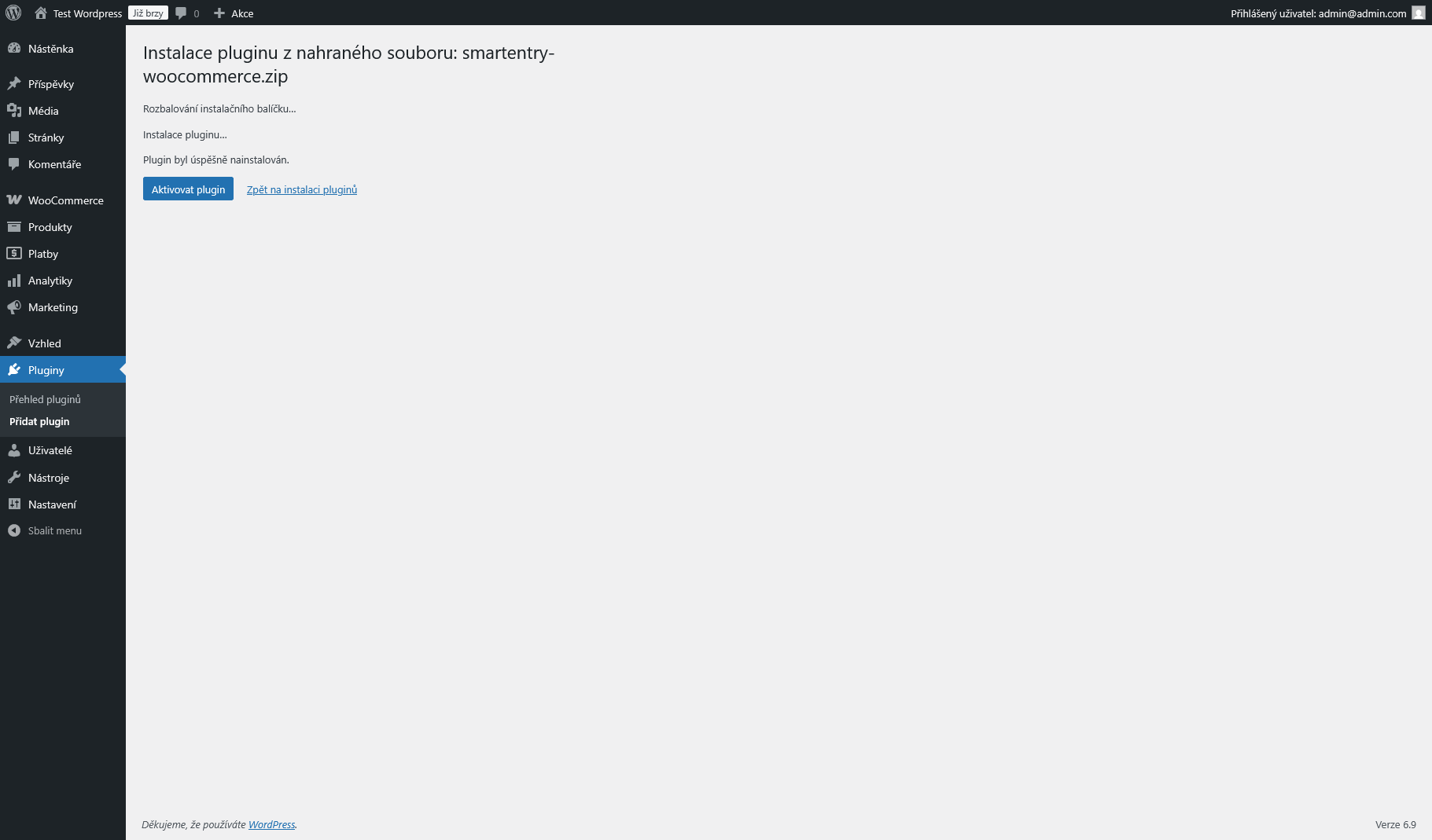 WooCommerce aktivace